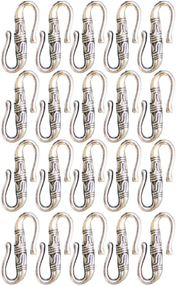 EXCEART 20 pieces of S-hook ring, end closures, antique silver jewelry connector for making bracelets and necklaces