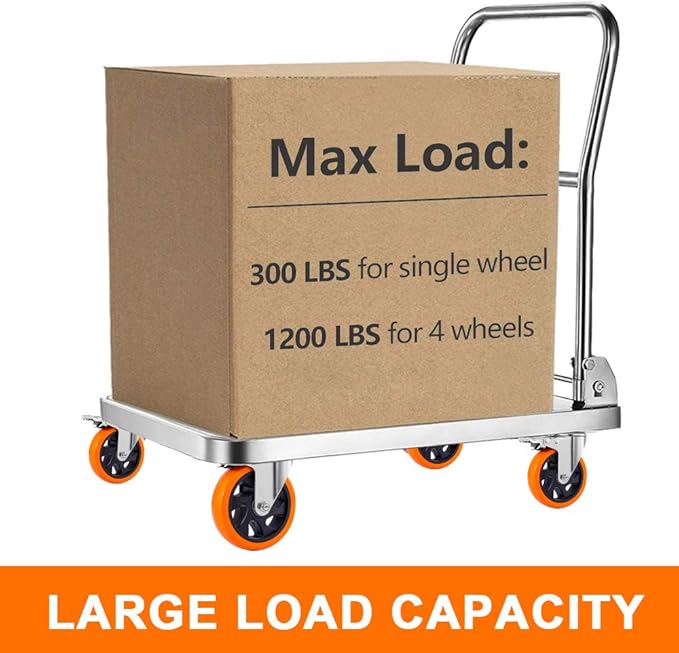 DL 5 Inch Swivel Casters Wheels 1500lbs Heavy Duty Castors with Brake Polyurethane Dual Locking Casters Set of 4 Orange DL-I5-001