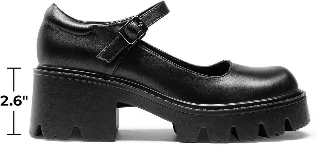 DREAM PAIRS Women's Mary Janes Shoes Platform Dress Low Heel Chunky Pumps Round Toe Ankle Strap Pumps Shoes Oxfords Esther