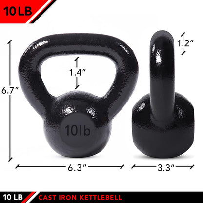 JFIT Kettlebell Cast Iron - 5-60lbs Options - Ballistic Exercise, Core Strength, Functional Fitness, Training Set - Free Weight Equipment Accessories