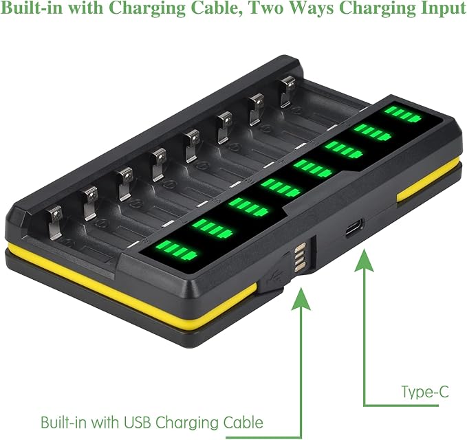 Arlo Battery Charger for CR123A Rechargeable Battery, 8 Bays CR123a Battery Charger Compatible with Arlo Wireless Cameras VMC3030 VMK3200 VMS3330 3430 3530 and Flashlight (Not Included Batteries)