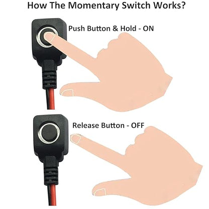 12V 24V Momentary Push Button Switch, 0.5M Pre-Wired Cable and Double-Sided Tape for Easy Installaton