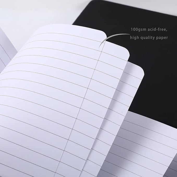 Pocket Notebook, Small Notebook 4.25"x 5.75", Mini Ruled Lined Journal, Smooth College Leather Hard Cover Notebook, Business Gift Office Supplies for Men Women, 160 pages, Pen Holder (Black)