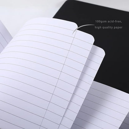 Pocket Notebook, Small Notebook 4.25"x 5.75", Mini Ruled Lined Journal, Smooth College Leather Hard Cover Notebook, Business Gift Office Supplies for Men Women, 160 pages, Pen Holder (Black)