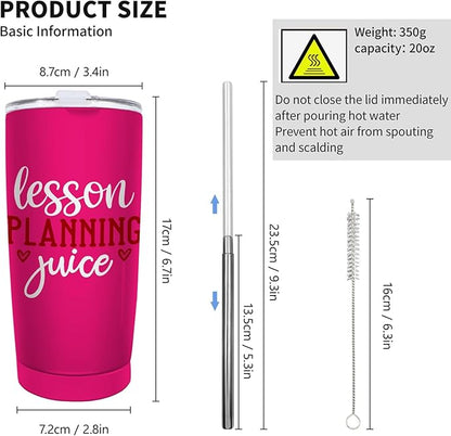 Lesson Planning Juice Tumbler Coffee Tumbler 20 oz Tumbler with Lid and Straw Insulated Tumblers Stainless Steel Tumbler