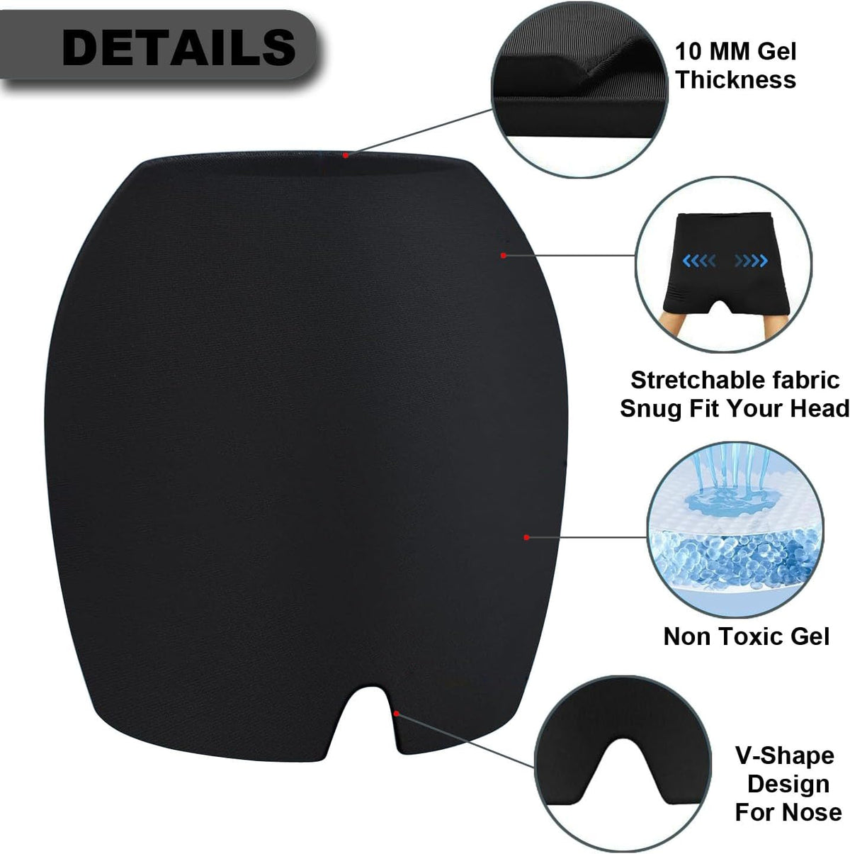 Migraine Relief Cap, Soothing Headache Ice Face Mask Products, Hot or Cold Therapy, Odorless Gel Migraine Headache Relief Cap for Migraine, Sinus, Tension, Puffy Eyes, Stress and Hangover (Black