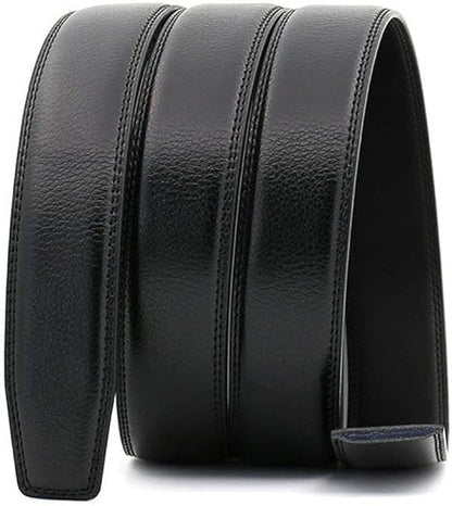 Rojeam Unisex Belt Without Buckle 3.5CM Wide Leather Ratchet Belt Strap for Men & Women