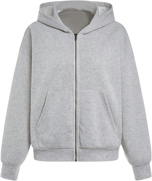 Buffbunny Women's Zip Up Oversized Hoodie Long Sleeve Drop Shoulder Hooded Sweatshirts