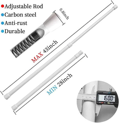 AIJIEGUANG Spring Tension Curtain Rods 28-43in Spring Load Adjustable Expandables Heavy Duty Steel Small Short Tension Curtain Rod for Windows,Kitchen,Doorway,Bathroom,Cupboard Bars