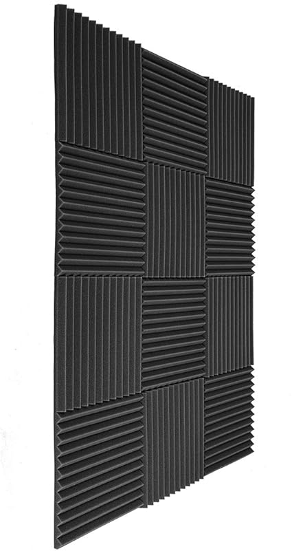 24 Pack Acoustic Panels Studio Foam Wedges 1" X 12" X 12"Sound-proofing,Sound Absorption (Black)