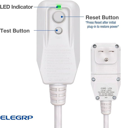 ELEGRP L22615 240V 15A 3600W 14AWG LCDI Power Cord Plug 60Hz NEMA 6-15P for A/C Air Conditioner, E250451 UL Certified, 7.5FT Leakage Current Detection Interrupter Replacement 0661515LY L15615 (1 Pack)