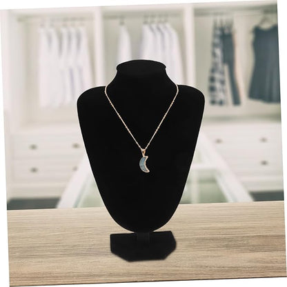Zerodeko Versatile Jewelry Organizer Suede Bust Display Stand for Necklaces Black 22x15cm