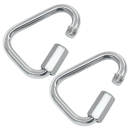 2 Pack M8 Heavy Duty Triangle Quick Links, 2.9" Stainless Steel Carabiners with Triangular Locking Hooks, Quick Connects for Camping  Outdoor Gear