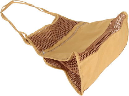 Mesh Beach Bag for Women Oxford Cloth Foldable Lightweight Mesh Shoulder Handbag for Vacation Travel Pool