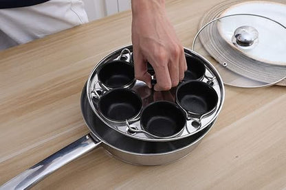 Egg Poacher Pan - Stainless Steel Poached Egg Cooker  Perfect Poached Egg Maker  Induction Cooktop Egg Poachers Cookware Set with 6 Nonstick Large PFOA FREE Egg Poacher Cups and Silicone Spatula
