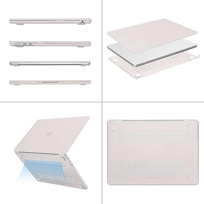 MOSISO Compatible with MacBook Air 13 inch Case 2025 2024 2023 2022 M4 A3240 M3 A3113 M2 A2681, Plastic Hard ShellKeyboard CoverScreen FilmType C for MacBook Air 13.6 inch Case, Stone Gray
