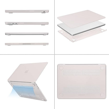 MOSISO Compatible with MacBook Air 13 inch Case 2025 2024 2023 2022 M4 A3240 M3 A3113 M2 A2681, Plastic Hard ShellKeyboard CoverScreen FilmType C for MacBook Air 13.6 inch Case, Stone Gray