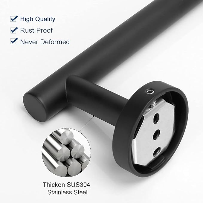 NearMoon Hand Towel HolderTowel Ring, Thicken Stainless Steel Hand Towel Bar for Bathroom, Rustproof Wall Mounted Towel Rack, Contemporary Style Bath Accessories, 9 Inch (1 Pack, Matte Black)