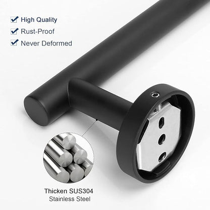 NearMoon Hand Towel HolderTowel Ring, Thicken Stainless Steel Hand Towel Bar for Bathroom, Rustproof Wall Mounted Towel Rack, Contemporary Style Bath Accessories, 9 Inch (1 Pack, Matte Black)