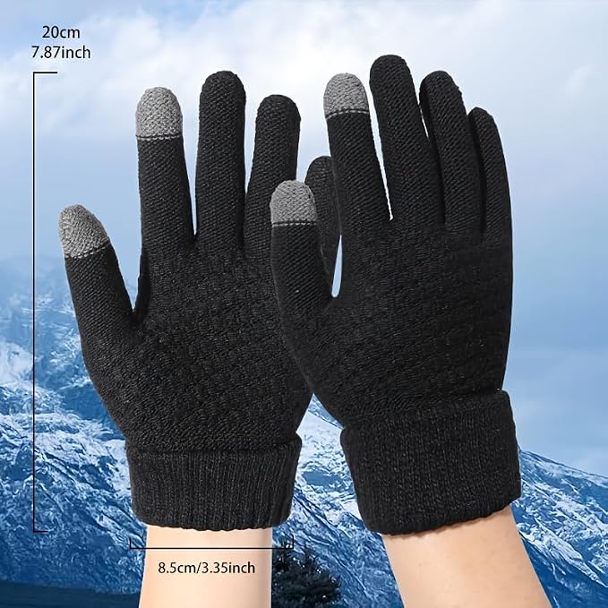 A pair of winter outdoor touchscreen gloves for driving and cycling, writing and office use