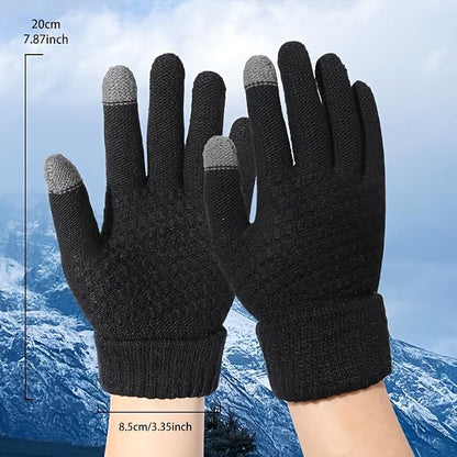 A pair of winter outdoor touchscreen gloves for driving and cycling, writing and office use