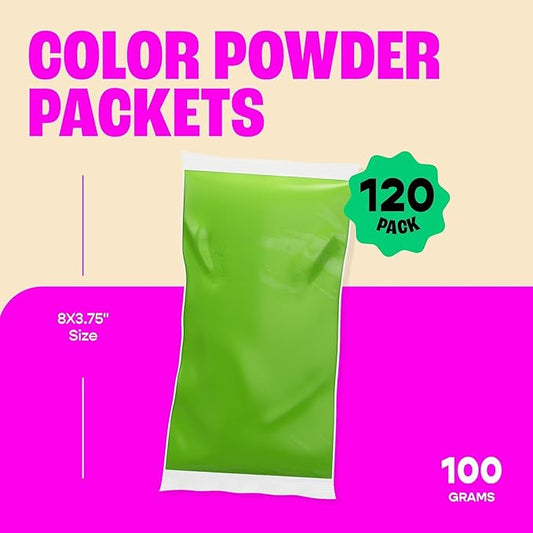 Chameleon Colors 100g Powder Packs - 120 Pack - 10 Vibrant Colors in Clear Bags - Non-Toxic  Gluten-Free - Powder Great for Outdoor Games, Play, Wintertime  Snow Activities