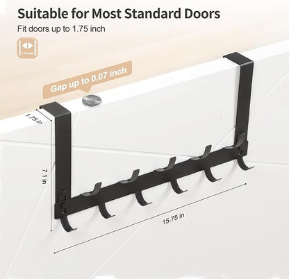 Over The Door Hooks - Black, Fits 1-34" Thick Door, Hanger for Clothes  Towels