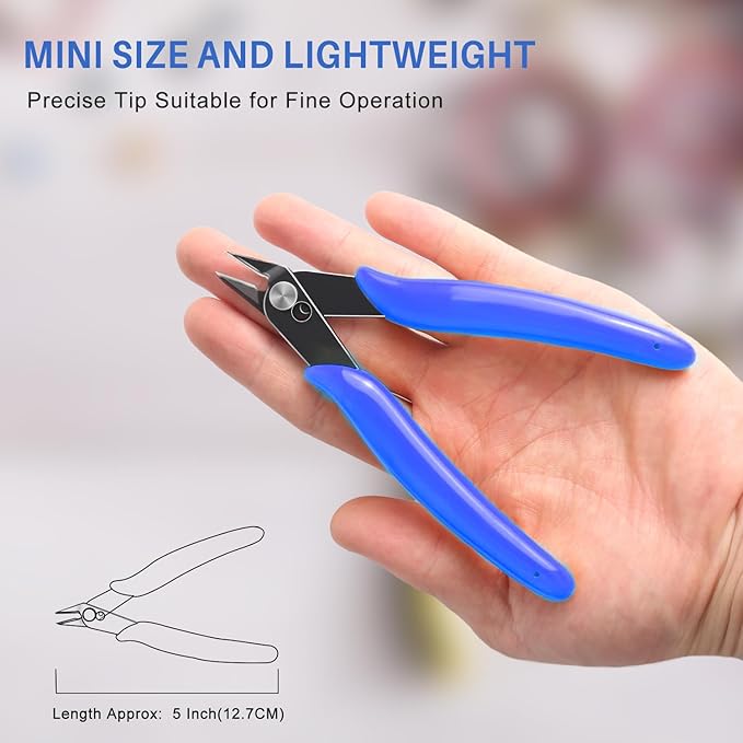 NICE-POWER Wire Cutters, 5 Inch Professional Pliers Cutter Electronic Flush Wire Cutter Carbon Steel Cutting Nippers for Electrical Jewelry making,Floral art scissors(Blue)
