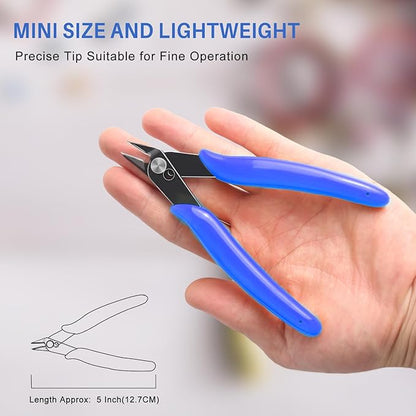 NICE-POWER Wire Cutters, 5 Inch Professional Pliers Cutter Electronic Flush Wire Cutter Carbon Steel Cutting Nippers for Electrical Jewelry making,Floral art scissors(Blue)