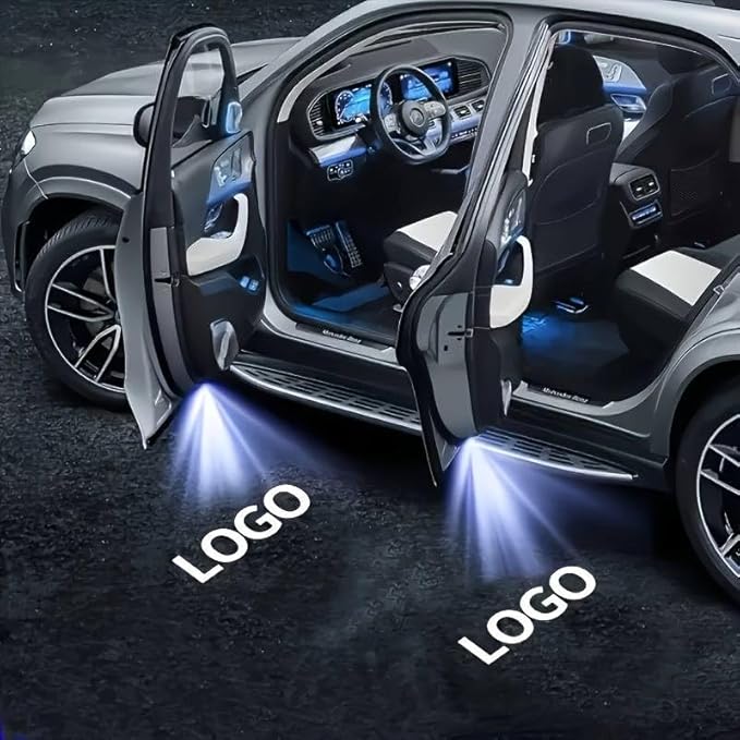LED Car Door Light Accessories Logo Projector (Black  White) HD Welcome Lights Compatible with BMW 134567MXZGT Series