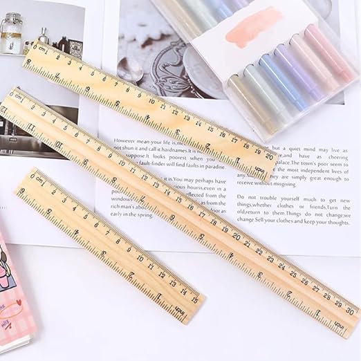 15/20/30cm Wooden Straight Rulers Measuring Drafting Rulers, Inches Centimeter Metric Straight Rulers Home Office Supplies(30cm)