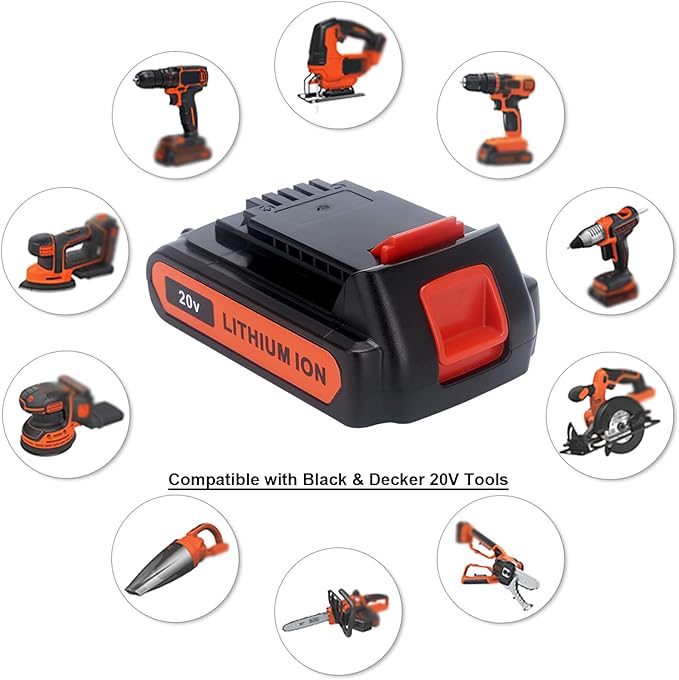 Biswaye LBXR20 20V Lithium Battery Compatible with Black  Decker 20V MAX Lithium Battery LBXR2520 LBXR2020 LBX20 LB2X4020 LB2X3020 and LCC221 LST522 LST201 LST220 LST300 20V Max Tools