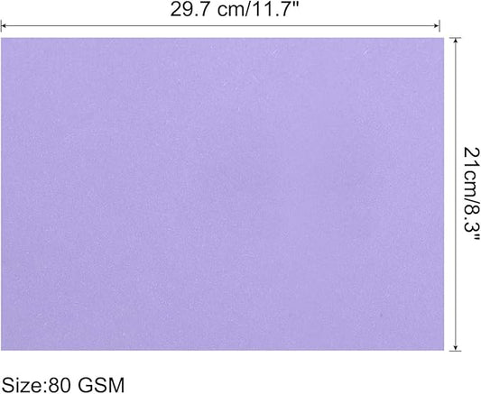 MECCANIXITY 100 Sheets Colored Copy Paper 8 12 Inch Printer Paper 80gsm Light Purple for Office Printing, Document Copying, Invitations, Forms, Art Projects