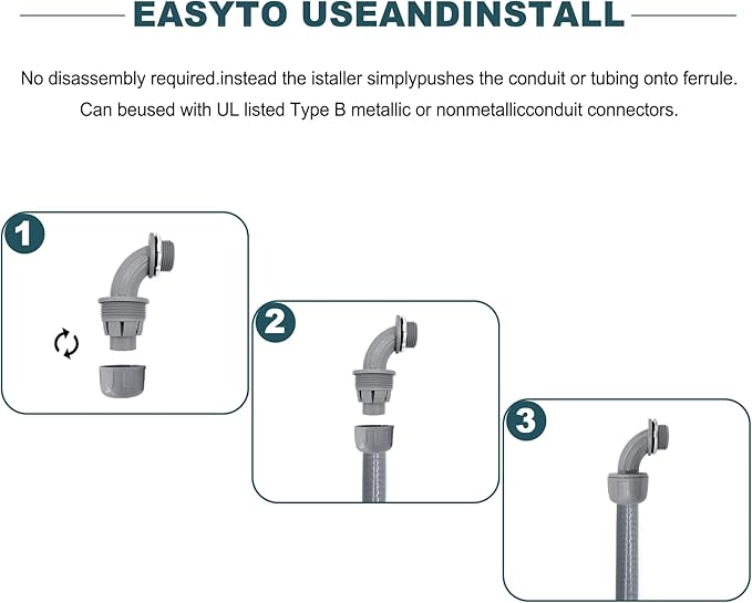 1-12 inch Liquid Tight Connector 90 Degree PVC Flexible Conduit Connector UL Listed Conduit Fittings(10 Pack)