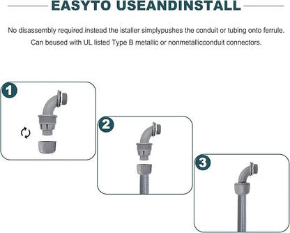 1-12 inch Liquid Tight Connector 90 Degree PVC Flexible Conduit Connector UL Listed Conduit Fittings(10 Pack)