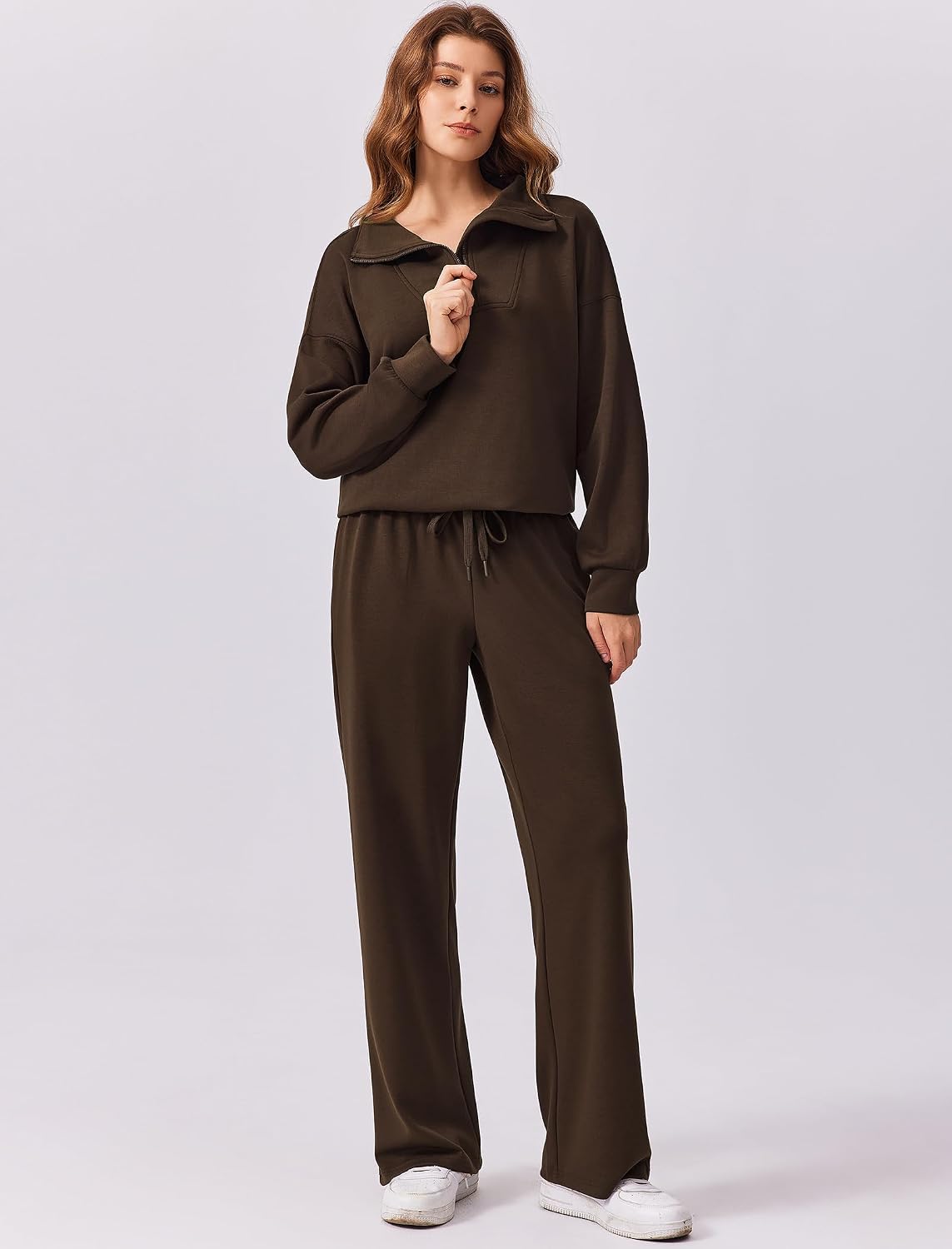 2 Piece Sets for Women 2025 Fall Outfits Sweatsuit Loose Fit Sweatshirt Wide Leg Sweatpants Matching Set Tracksuit