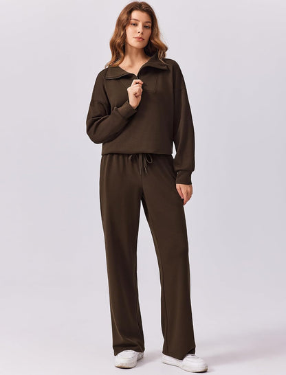 2 Piece Sets for Women 2025 Fall Outfits Sweatsuit Loose Fit Sweatshirt Wide Leg Sweatpants Matching Set Tracksuit
