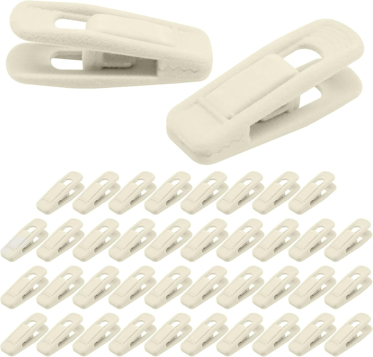 Velvet Hanger Clips, 40 PCS, Beige Non-Slip Flocked Clips, For Pants, Skirts, Suits, Shirts, Socks