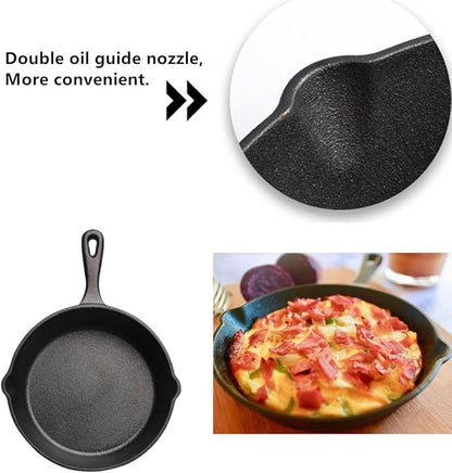 4 Inch Small Cast Iron Skillet, Pre Seasoned Mini Cast Iron Skillet, Camping Nonstick Frying Pan for Baked Brownie, Cookie, Egg Cakes Pan (Black)