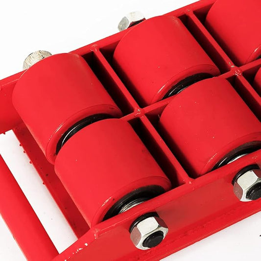 8 Ton Heavy Duty Machine Dolly Skate for Industrial Moving Equipment,Machinery Roller Mover Cargo Trolley with 360 Rotation Cap Red