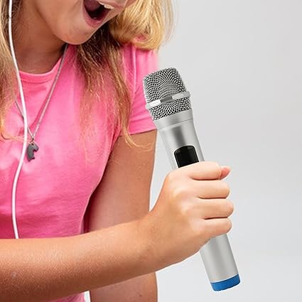 Microphone Toy Kids Microphone for Play Speech Practice Microphone Prop Simulated Microphone for Events Cosplay Costume Party, Blue Base