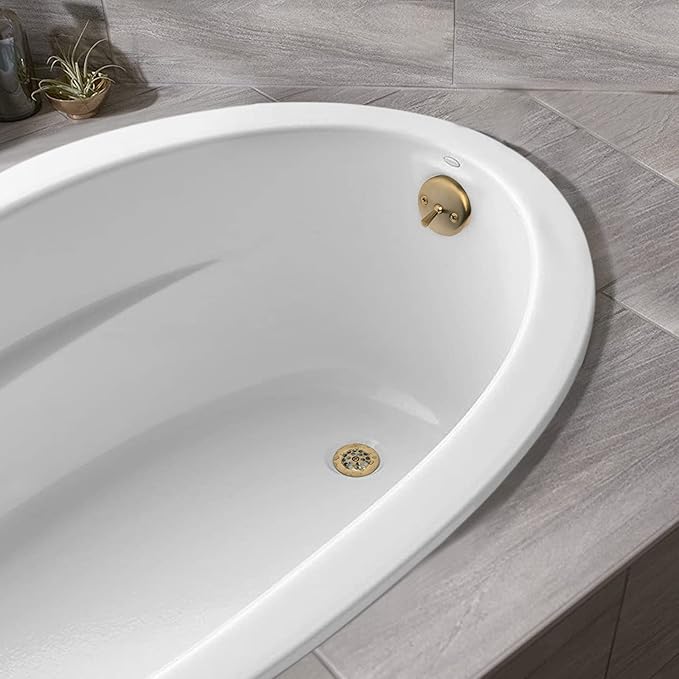 Champagne Bronze Trip Lever Tub Trim Kit Set with Trip Lever Overflow Face Plate, No Putty Gasket, Trip Lever Bathtub Drain with Strainer, Overflow and Matching Screws, No Putty Installation Artiwell