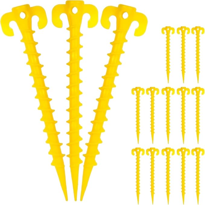 8 Inch Plastic Spiral Tent Stakes Tent Pegs Canopy Stakes for Inflatables Outdoor Camping Hiking Garden Ultimate Ground Stakes Ground Anchors Pegs 3PCS
