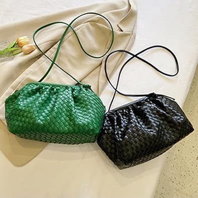 NOVAVOGE New woven clip button cloud bag women versatile trend simple texture shoulder messenger bag