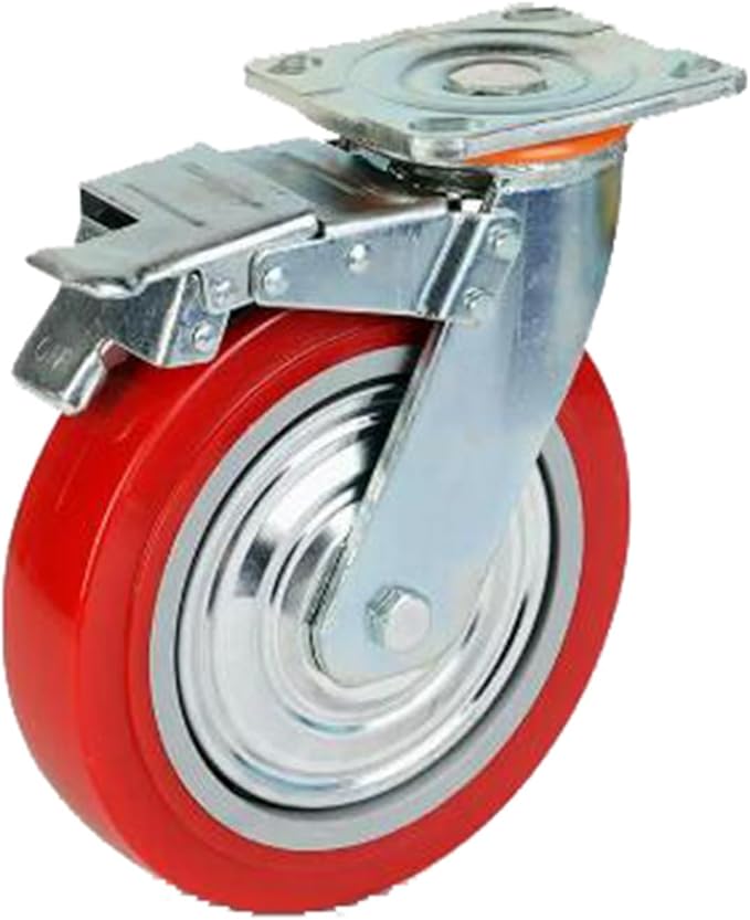 DINNER 4 5 6 8 inch Polyurethane Silent casters, Swivel Brake casters, Scaffolding Wheels, Flatbed carts, Heavy Duty casters (Color : Brake Wheel, Size : 8 inch)
