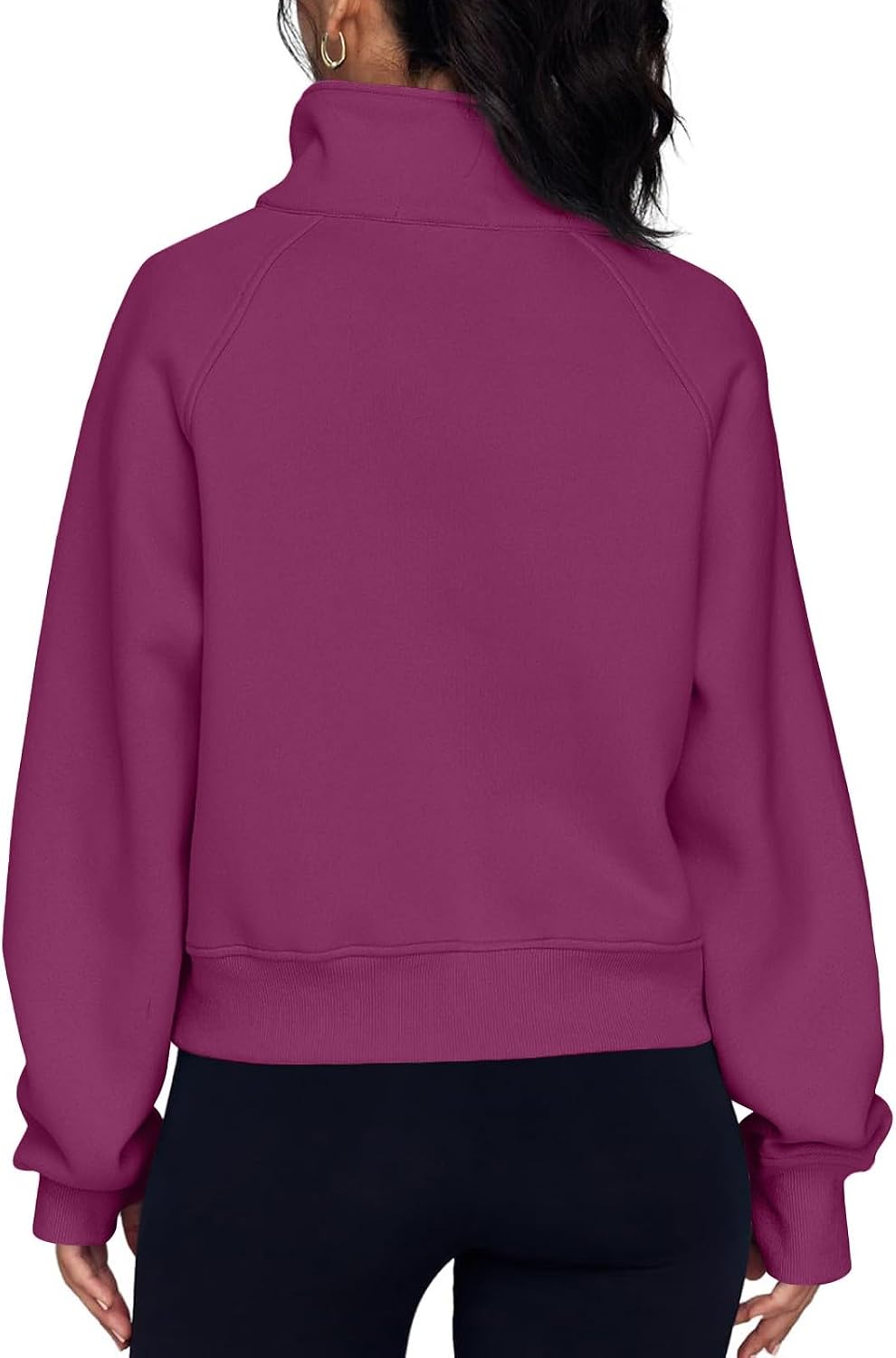 Half Zip Pullover Women Oversized Long Sleeve Cropped Sweatshirt Fleece Thumb Hole Cute Sweatshirts with Pockets