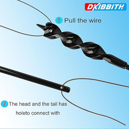 Flexible Installer Drill Bit for Pulling Wires Through Walls Ceilings and Sidewalks, 54-Inch Long, 34-Inch Auger with a Fish Eye Hole and Screw Point, 14" 3-Flat Anti-Slip Shank.