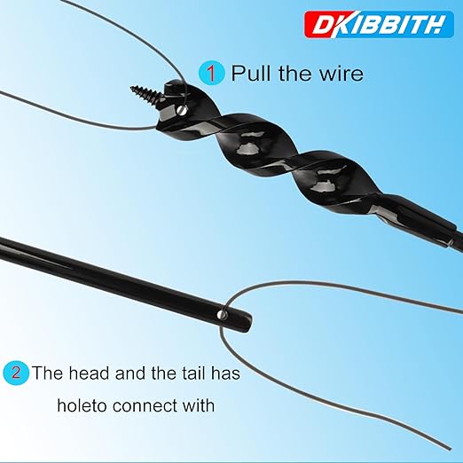 Flexible Installer Drill Bit for Pulling Wires Through Walls Ceilings and Sidewalks, 54-Inch Long, 34-Inch Auger with a Fish Eye Hole and Screw Point, 14" 3-Flat Anti-Slip Shank.
