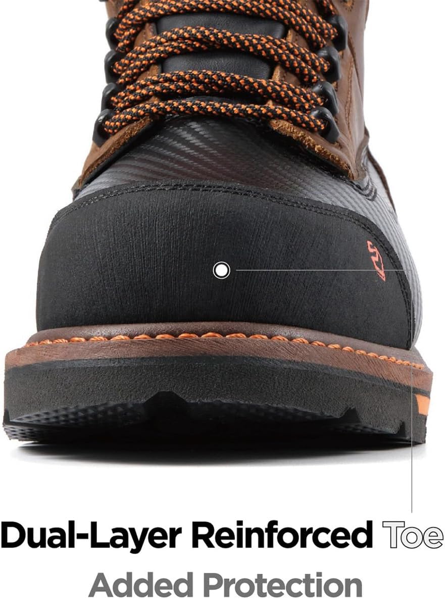 SUREWAY Men's 6" Waterproof Soft/Composite Toe Work Boot - Heavy Duty Crazy Horse Leather, Slip Resistant Lace Up for Construction & Industrial Safety .