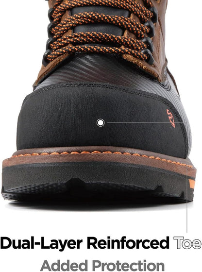 SUREWAY Men's 6" Waterproof Soft/Composite Toe Work Boot - Heavy Duty Crazy Horse Leather, Slip Resistant Lace Up for Construction & Industrial Safety .
